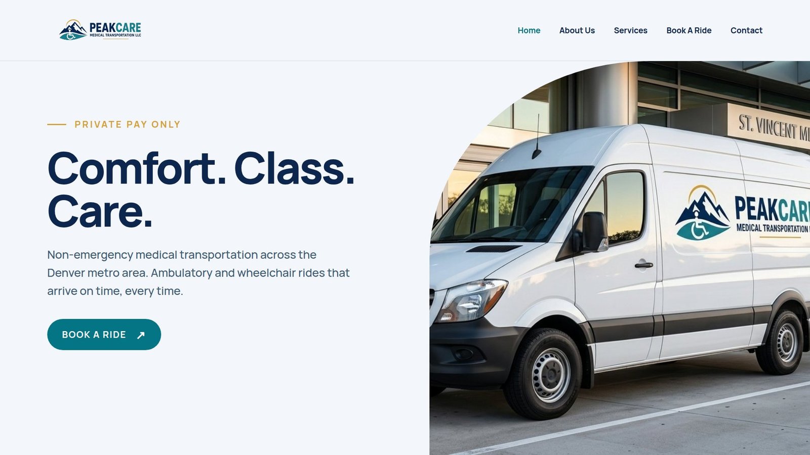 PeakCare Medical Transportation website showcase